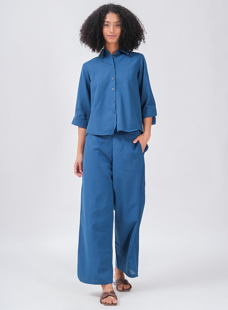 LINEN LUSH CO-ORD SET | BLUE