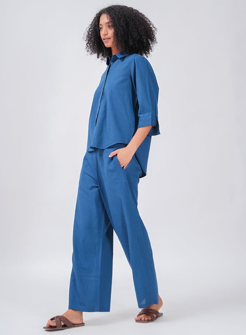 LINEN LUSH CO-ORD SET | BLUE