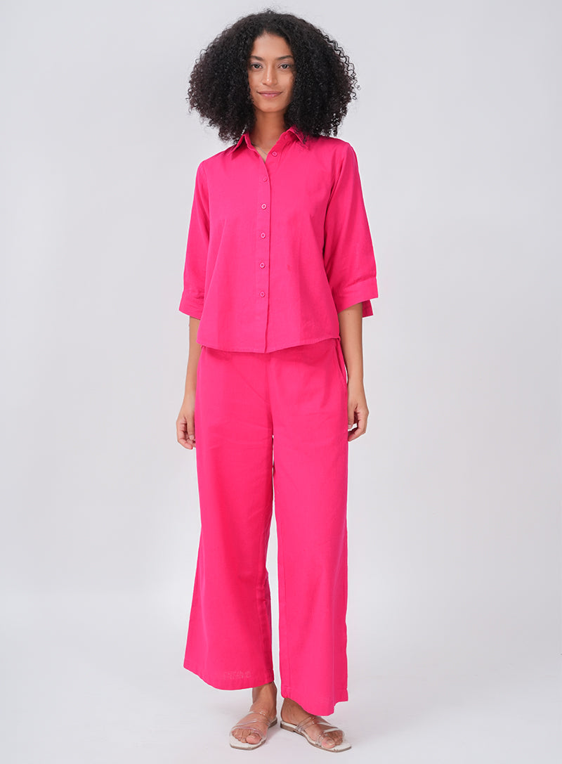 LINEN LUSH CO-ORD SET | PINK